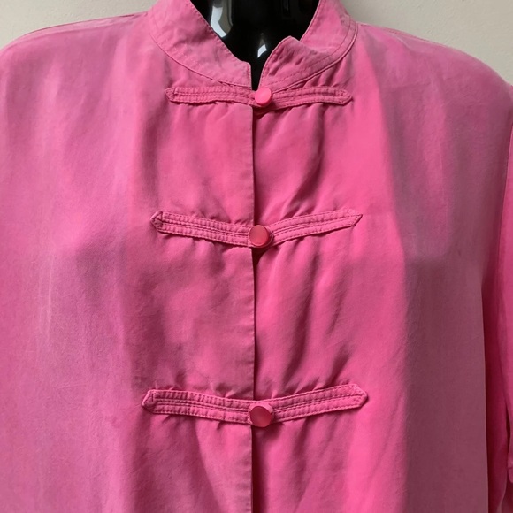 Vintage 90s St Michael pink shirt fits uk 14 mandarin collar frog fastening - Picture 8 of 11